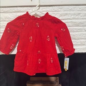 Cat & Jack Red Embroidered Blouse with Balloon Sleeves